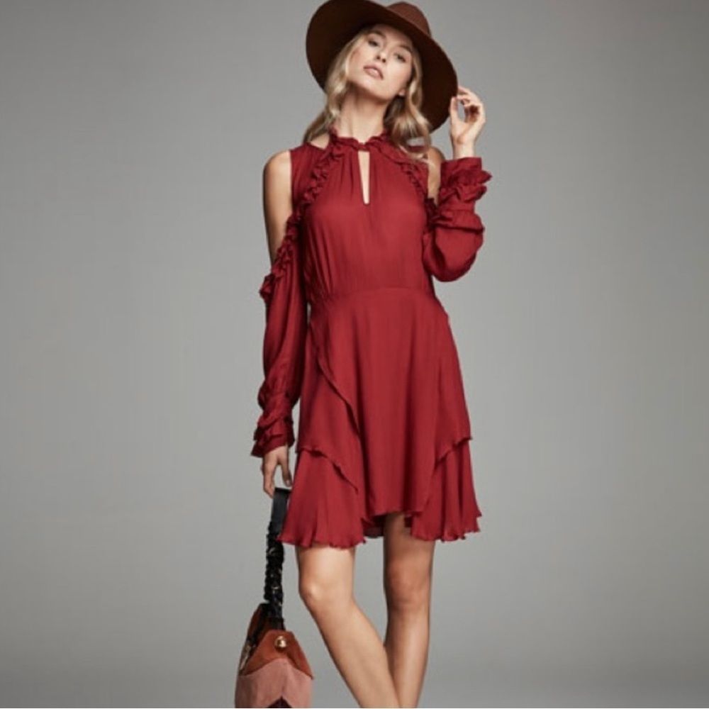 IRO Hanie cold shoulder ruffled dress sz 42 us 10